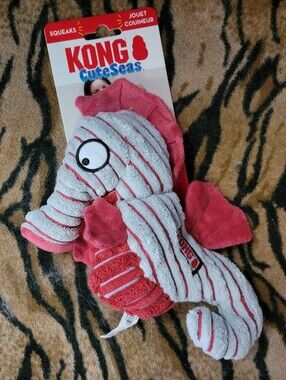Kong Dog CuteSeas  Plush Seahorse Squeaky Toy Med Ea.